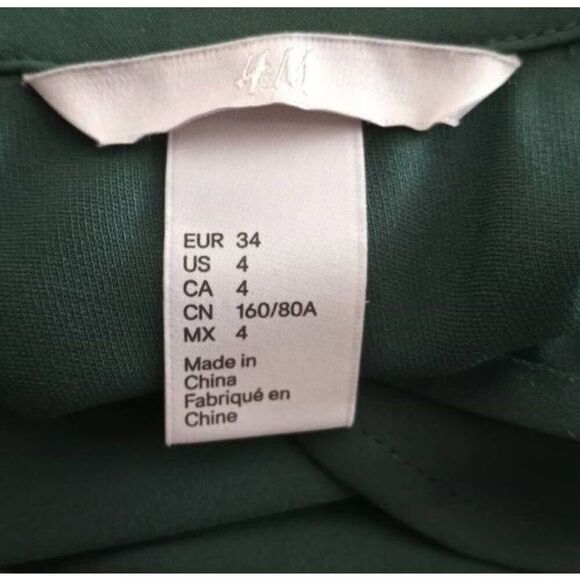 H&M DARK GREEN SLIT FRONT DRESS SZ.4 EUC. - Picture 7 of 9